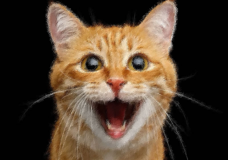 大きく口を開けたかわいい猫のイラスト