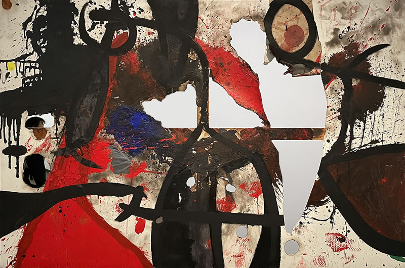 東京都美術館ミロ展の展示作品(88)：焼かれたカンヴァス２（1973）