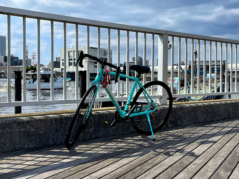 船橋港親水公園で撮影した BIANCHI VIA NIRONE 7 DISC SORA
