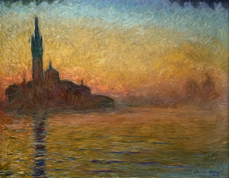 アーティゾン美術館「モネ没後100年 クロード・モネ 風景への問いかけ」展の展示作品 No.89：クロード・モネ 黄昏、ヴェネツィア（1908頃）