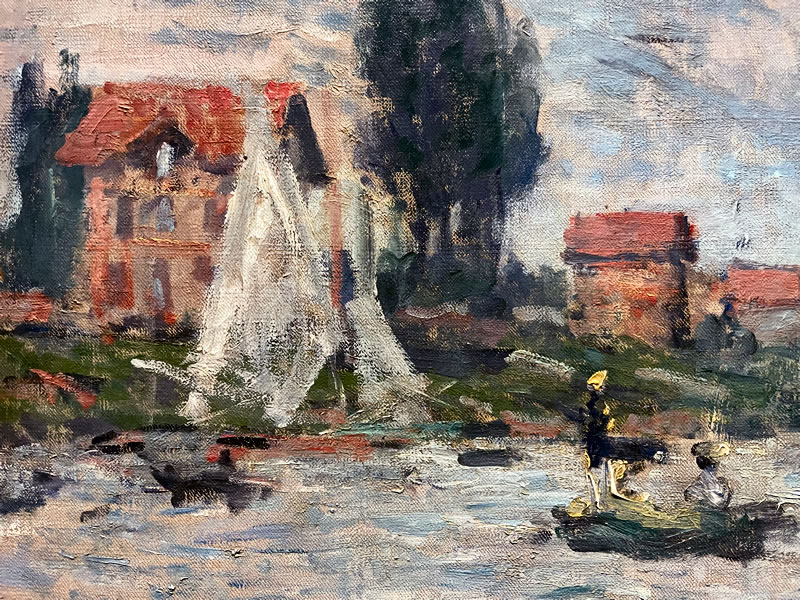 アーティゾン美術館「モネ没後100年 クロード・モネ 風景への問いかけ」展の展示作品 No.36：クロード・モネ ヨット、アルジャントゥイユのレガッタのクローズアップ