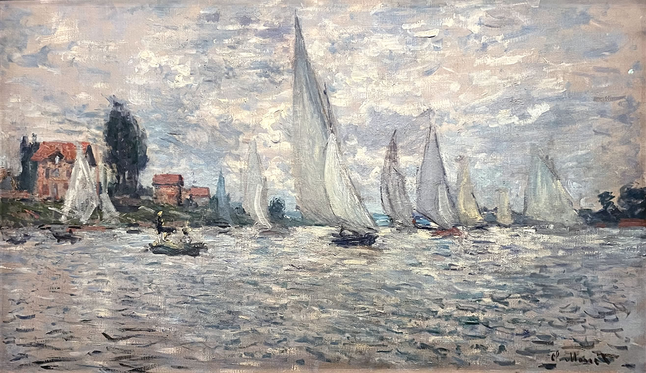 アーティゾン美術館「モネ没後100年 クロード・モネ 風景への問いかけ」展の展示作品 No.36：クロード・モネ ヨット、アルジャントゥイユのレガッタ（1874）