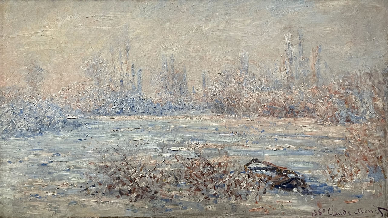 アーティゾン美術館「モネ没後100年 クロード・モネ 風景への問いかけ」展の展示作品 No.27：クロード・モネ 霜（1880）