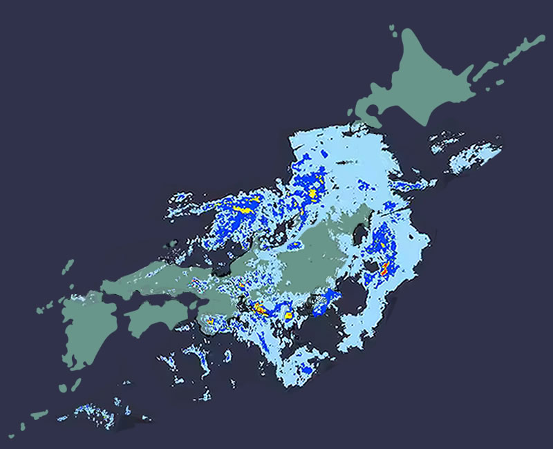 NHK 天気予報の雨雲レーダー図の例